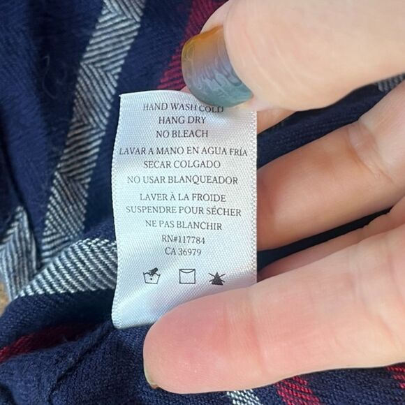 Rails Hunter Navy Blue Plaid Flannel Shirt Button Front Small $188 - Picture 9 of 9